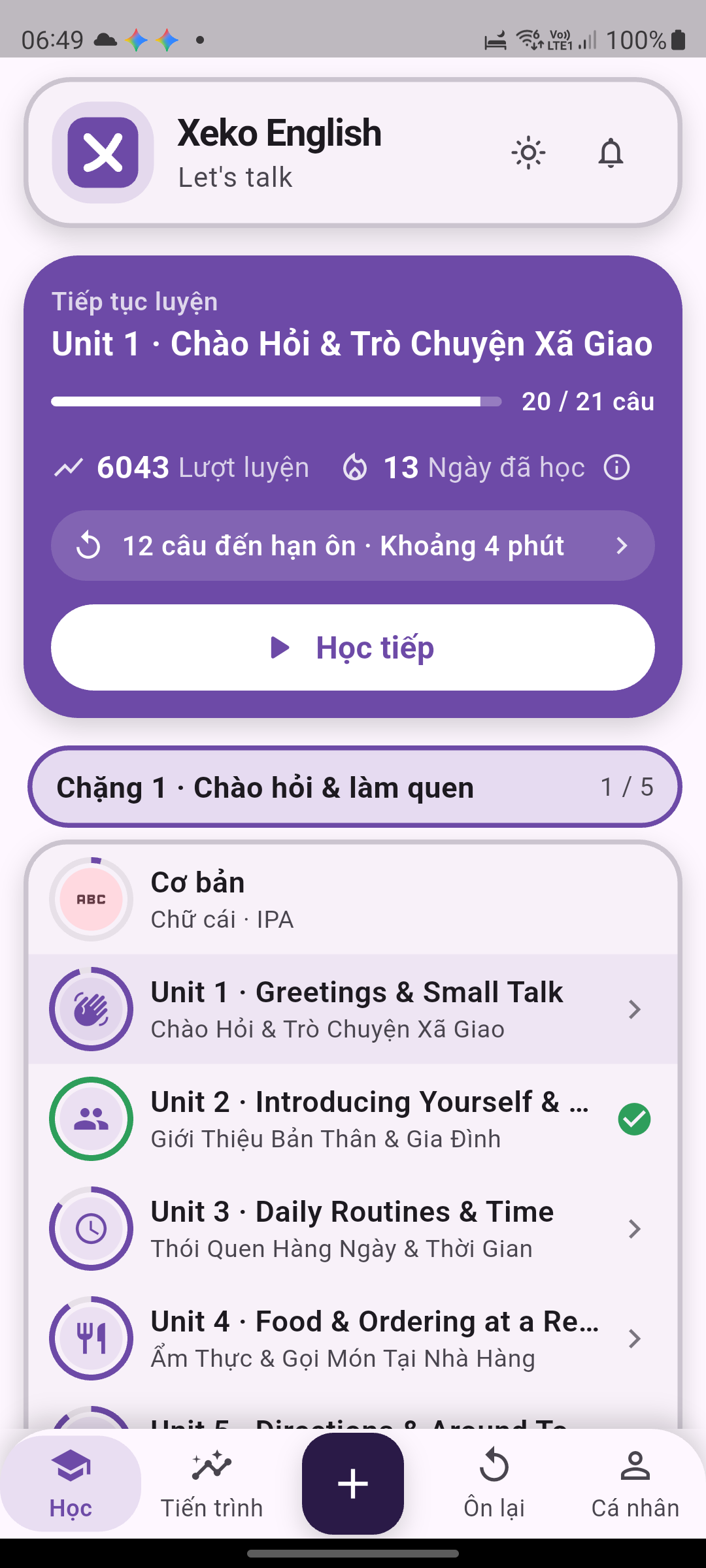 Màn hình Học của Xeko English