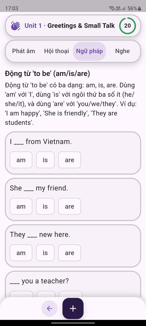 Tab Ngữ pháp